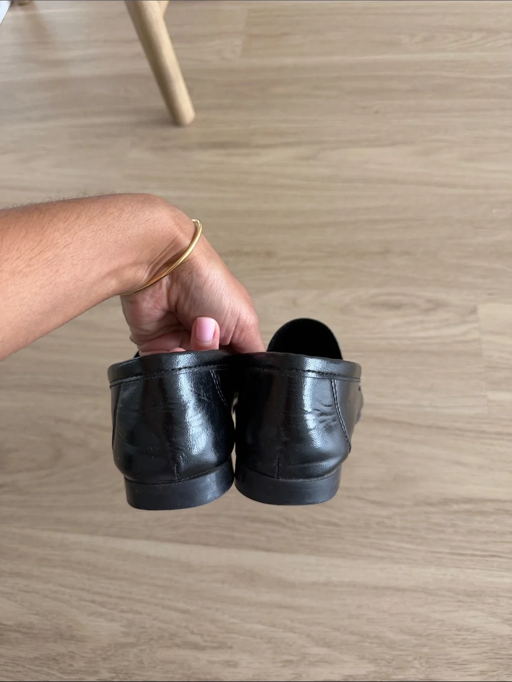 Zara Black Leather Penny Loafers for Men